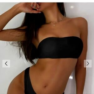 Zaful Forever Young Black Bandeau Top Women Size 8 NWT
